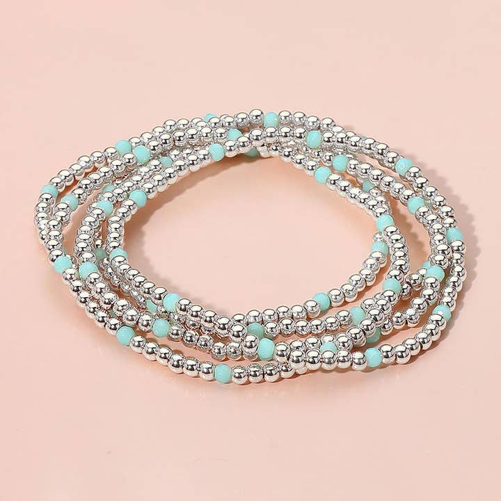 Sensibling Corp. - Wholesale Jewelry Set - 5PCS - Skinny Beaded Stretch Multi Layered Bracelets14