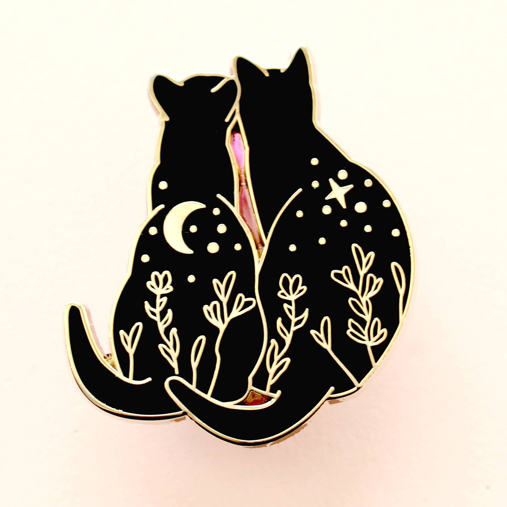 Glitter Punk - Wholesale Lapel Pin/Button - Black Cats Stargazing Enamel Pin4
