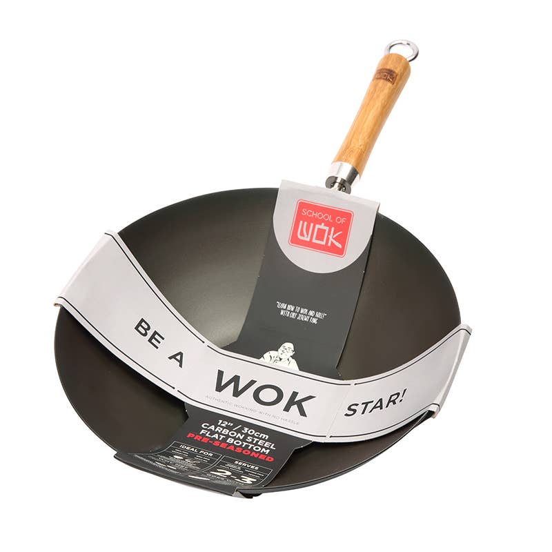 Dexam - Wholesale Cooking Pot - School Of Wok Flat Base Pre-Seasoned Wok (12")0