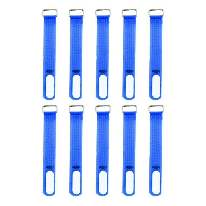Confezione da 10 cinghie blu con chiusura a strappo da 5" per la vendita all'ingrosso da parte di Grizzly Supply