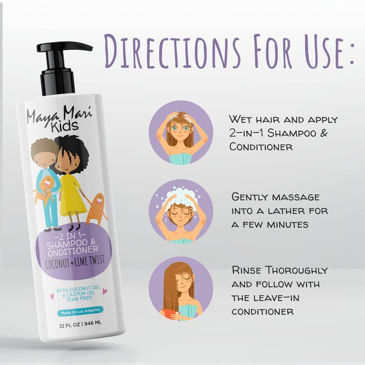 Maya Mari Kids Haircare - Wholesale Hair Conditioner - Baby - Maya Mari Kids 2-in-1 Shampoo and Conditioner With Coconut5
