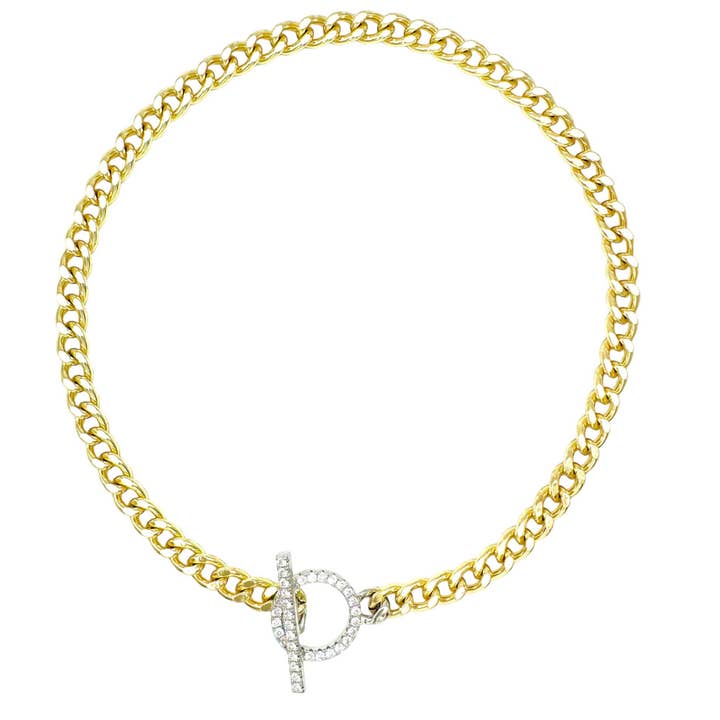 My Best Kept Jewelry - Wholesale Link & Chain Necklace - Crystal Signature Toggle Statement Necklace -2 optionsÂ