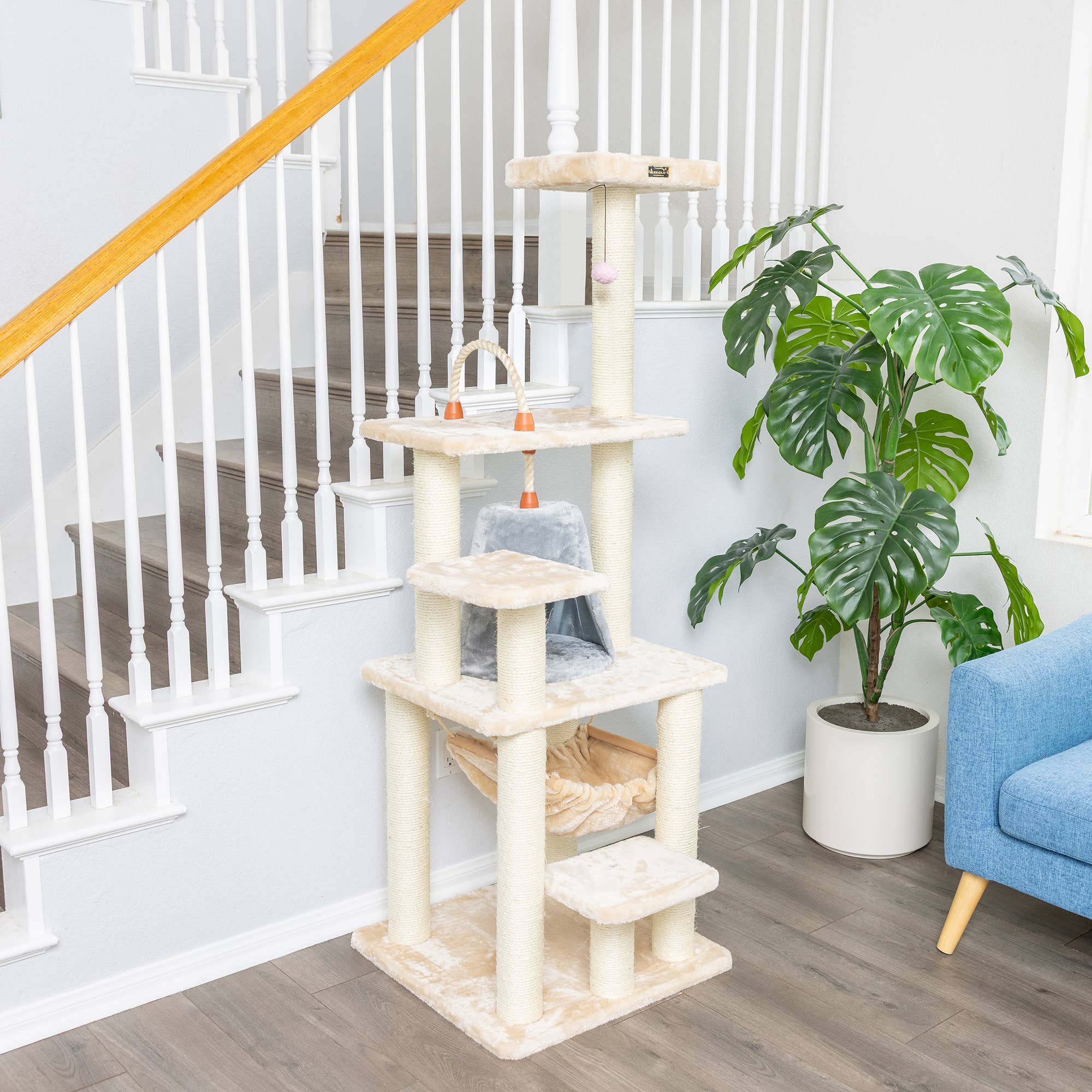 Armarkat - Wholesale Pet Scratcher - Cat - 65" Cat Tree with Hammock and Playhouse3