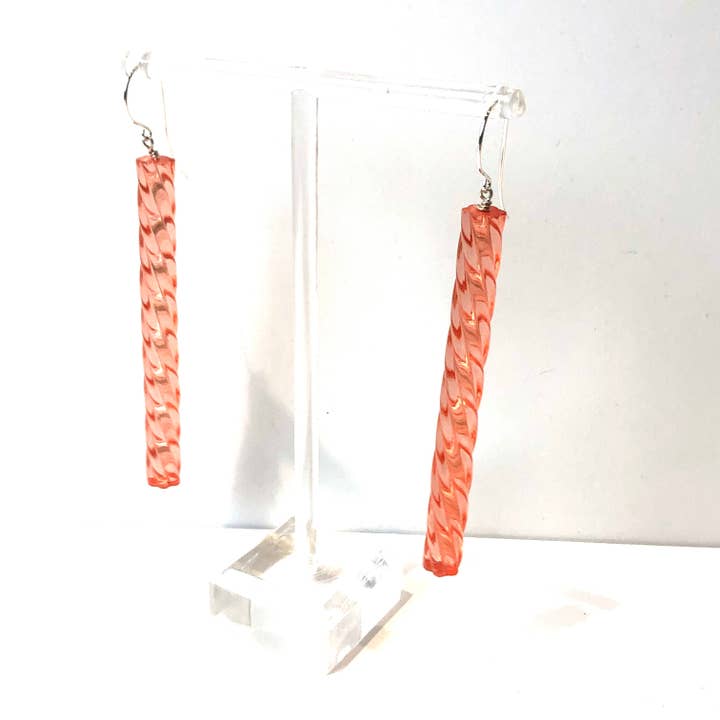 Coral Twisted Drop Earrings for wholesale by Leetie Lovendale