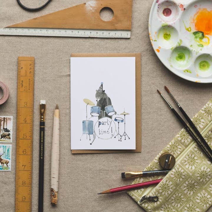 Bnaby Drum Kit Everyday Greeting Card for wholesale by dear prudence