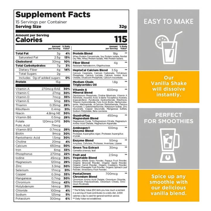 HARMONIFY - Wholesale Protein/Superfood Powder - HARMONIFY Weight Loss Shakes for Women with Vanilla Flavor, Keto & Fat Burner, 16,9 Oz