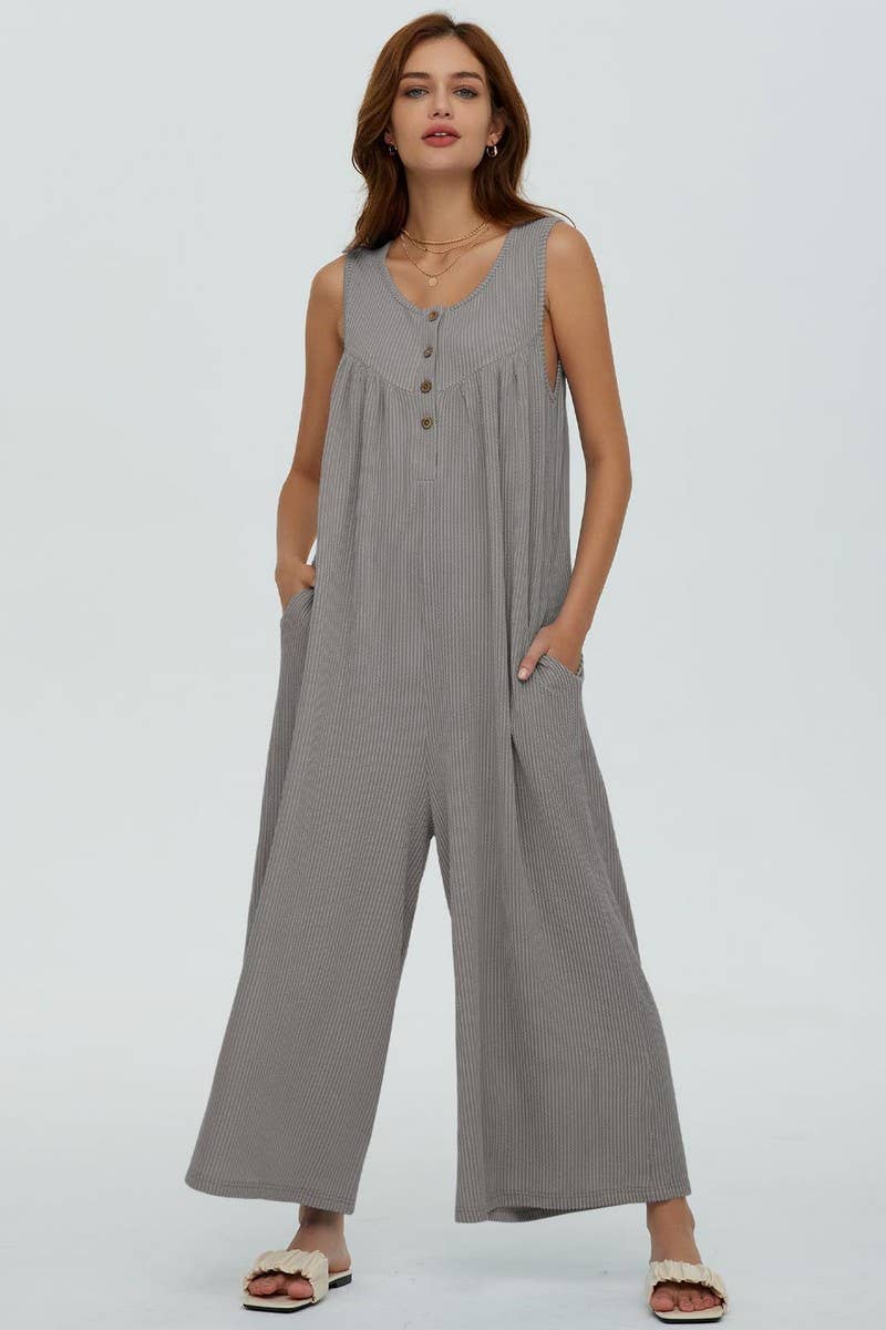 NINEXIS - Wholesale Jumpsuit - Women's - CWSJS0720_SOLID COLOR CASUAL LOOSE POCKET JUMPSUIT20