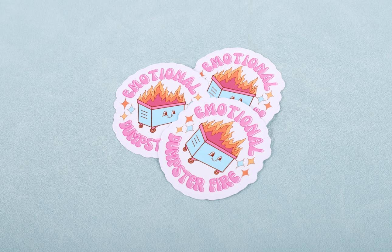Desi design and chai - Wholesale Sticker - Emotional dumpster fire vinyl sticker2