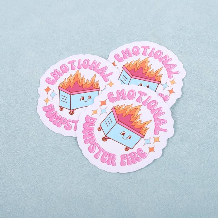 Desi design and chai - Wholesale Sticker - Emotional dumpster fire vinyl sticker2