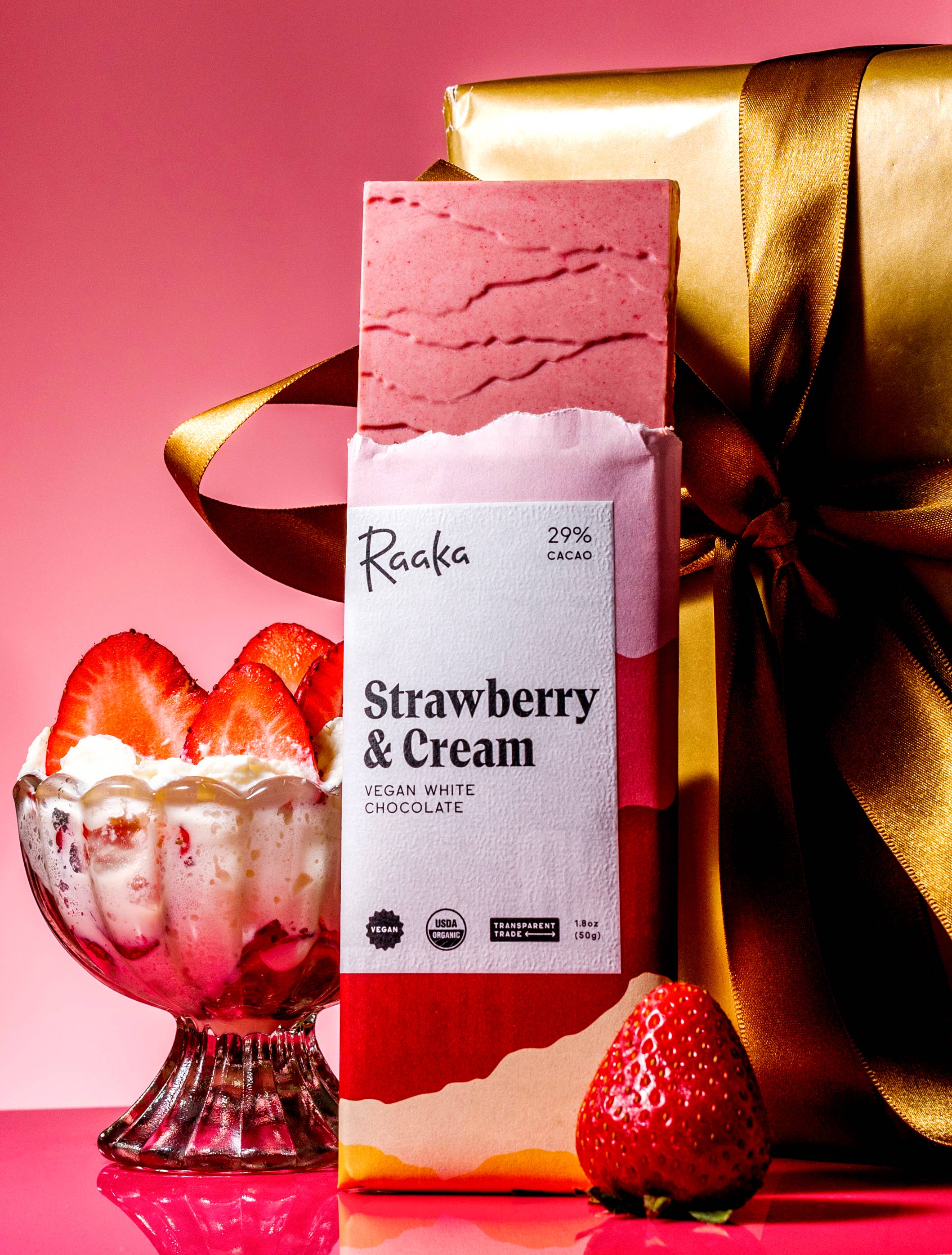 Raaka Chocolate - Wholesale Chocolate Bar - 37% Strawberry & Cream Vegan White Chocolate Bar6