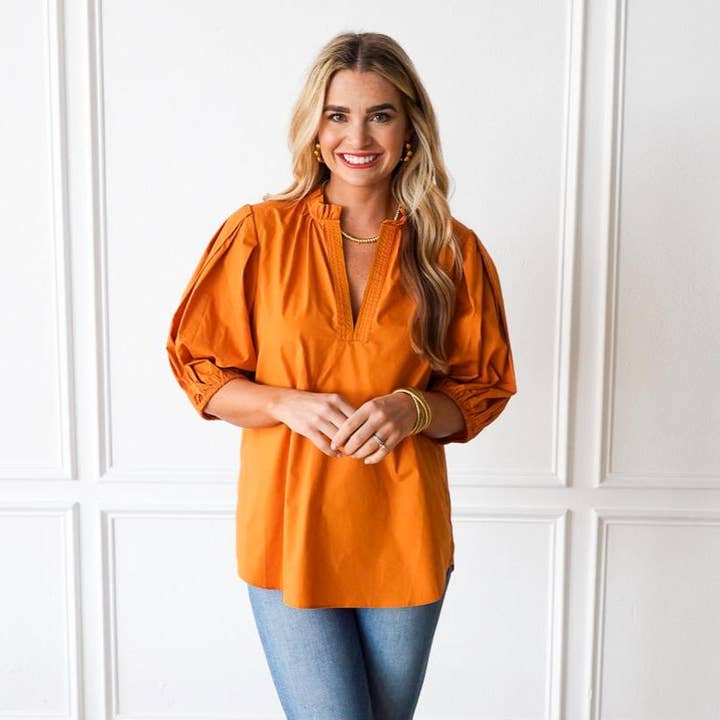 Anna Top Burnt Orange for wholesale by Caryn Lawn