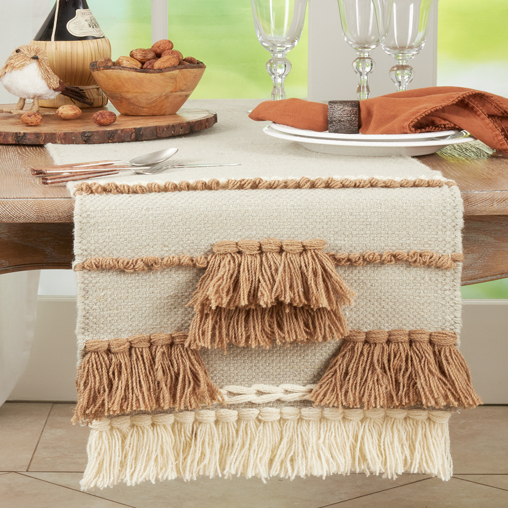 Fennco Styles – Engroshandel Bordløber – Naturlig tekstureret Boho uld 16 „x72" bordløber1