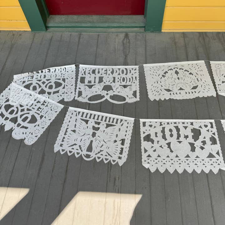 Tesoros Trading Company - Wholesale Bunting/Garland - White Wedding Papel Picado Strand