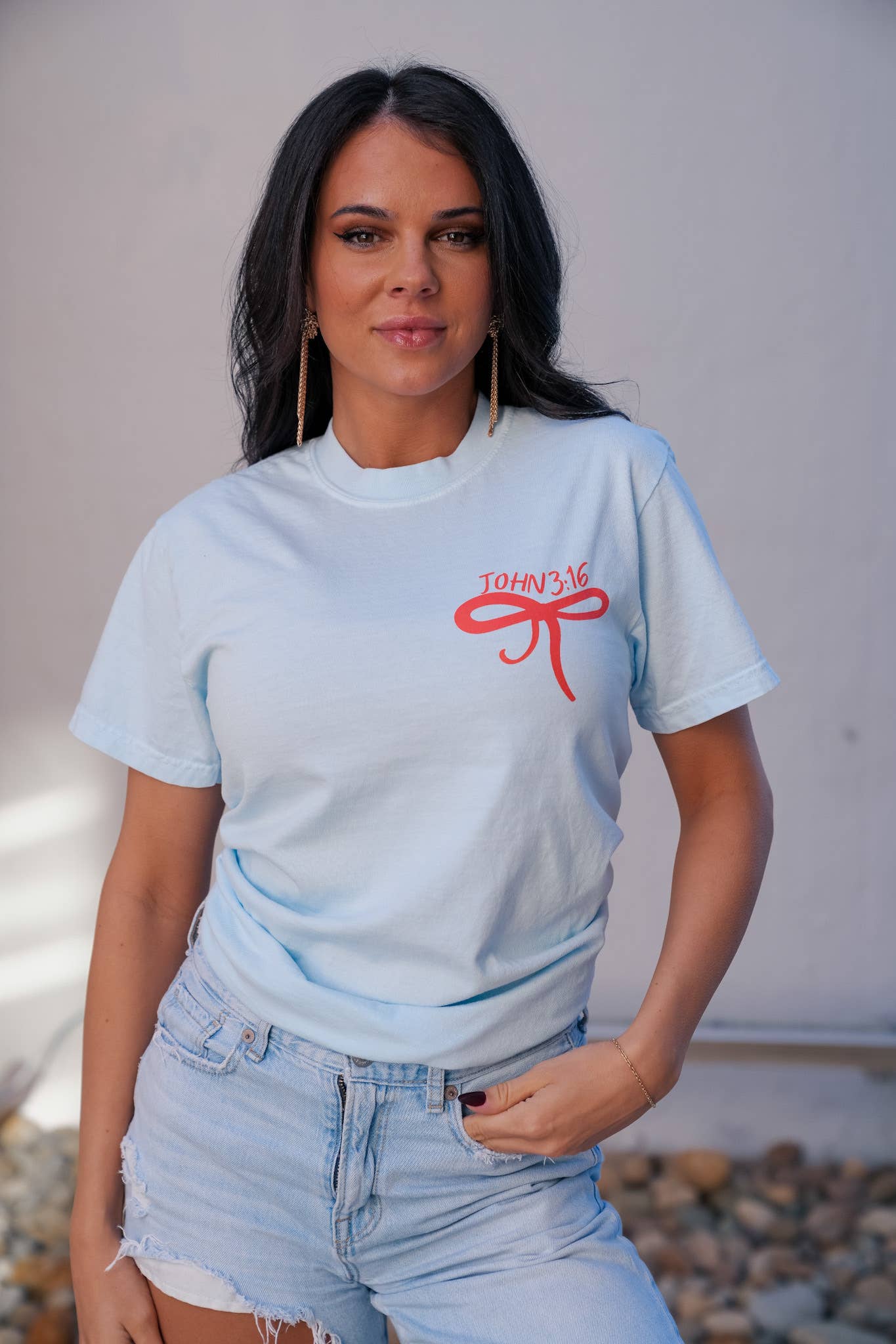 Small Town Society Apparel Co. - Wholesale Screen Printed T-Shirt - Women's - You Are So Loved | Chambray | Short Sleeve Graphic Tee 1