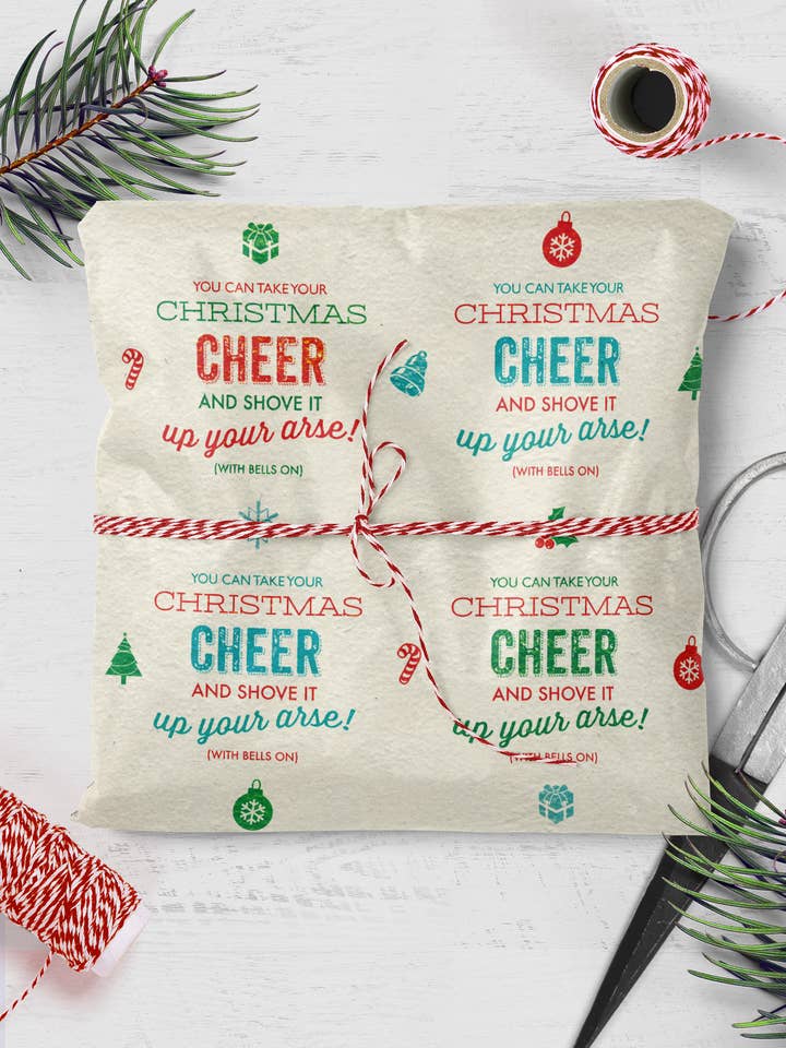 Rude Gift Wrap **25 x FLAT sheets in a pack** for wholesale by Brainbox Candy