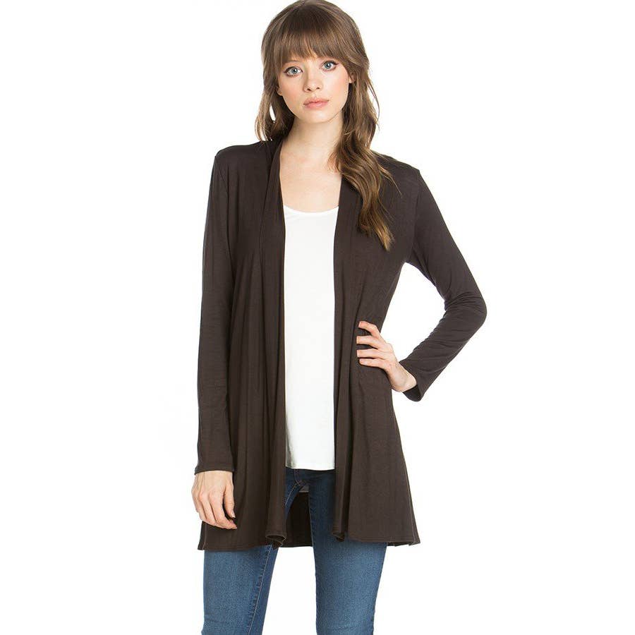 Azules Clothing - Venta al por mayor Cárdigan - Mujer - Cárdigan drapeado de manga larga con parte delantera abierta13