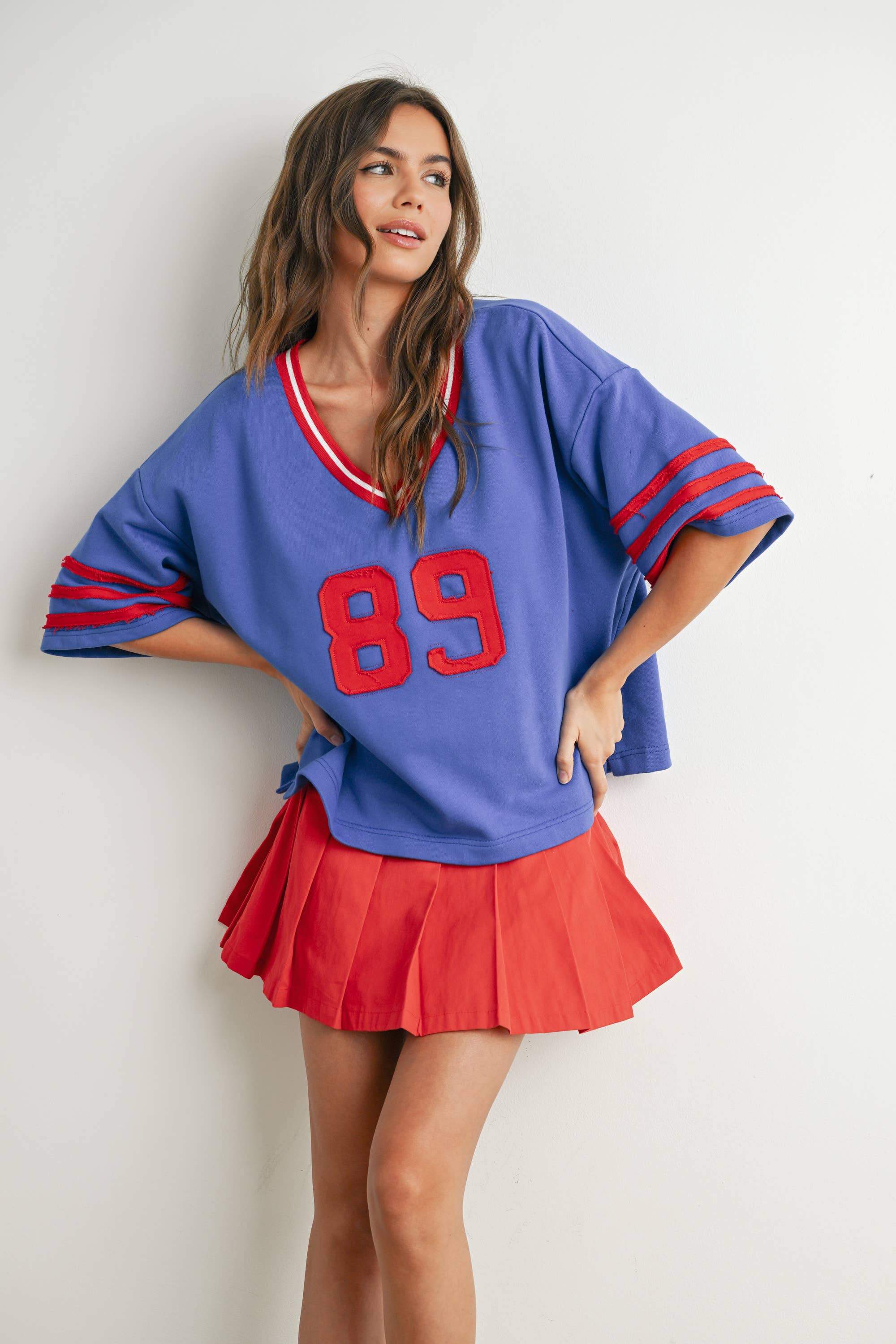 BUTTERMELON - Vendita all'ingrosso Maglietta - Donna - Maglia oversize sporty Varsity Spirit - BMT77345