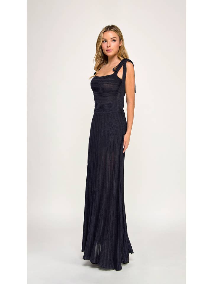 Hersy - Wholesale Dress - Women's - LUREX KNIT SHOULDER TIE MAXI DRESS-HD02946