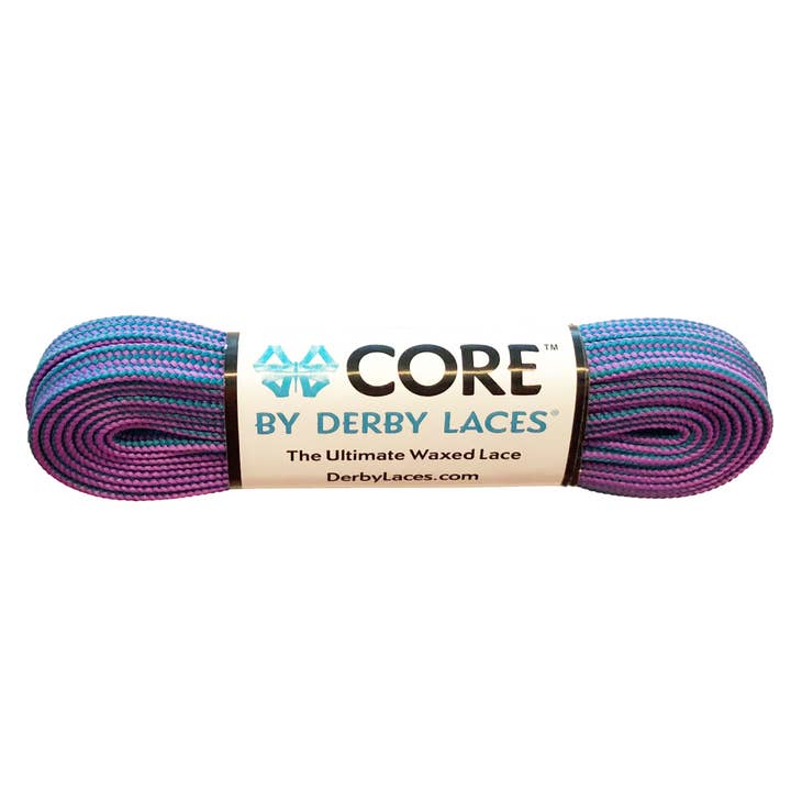 Derby Laces – Großhandel Schnürsenkel – Unisex – Derby Laces Schnürsenkel, 84 Zoll (213 cm), lila und blaugrün gestreift, schmale, 6 mm breite Spitze