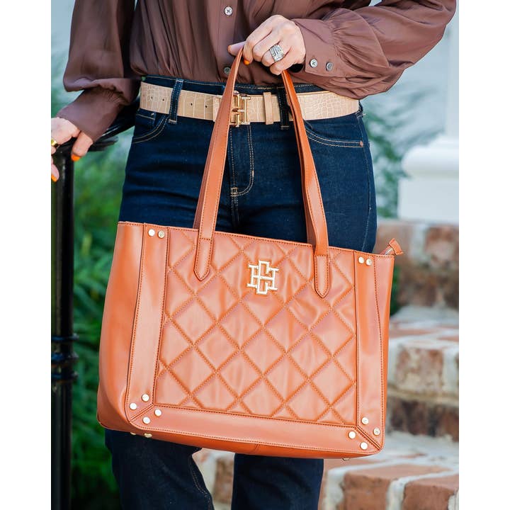 Caroline Hill - Wholesale Tote Bag - Women's - Sophie Zippered Tote Saddle LD2