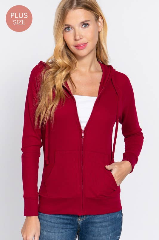 Active Basic | Active USA - Vendita all'ingrosso Felpa con cappuccio - Donna - [TAGLIA FORTE] Giacca Termica con Cappuccio a Maniche Lunghe e Tasca a Marsupio4