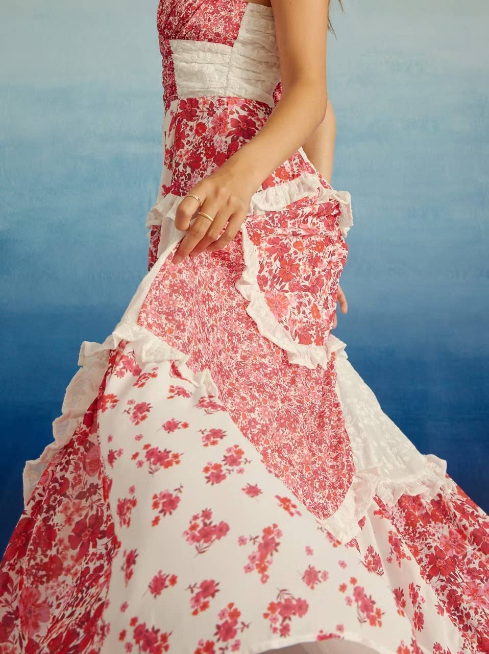 Tourtiwi - Wholesale Jurk - Dames - Zoete Bretel Bloemenkant Patchwork Jurk6