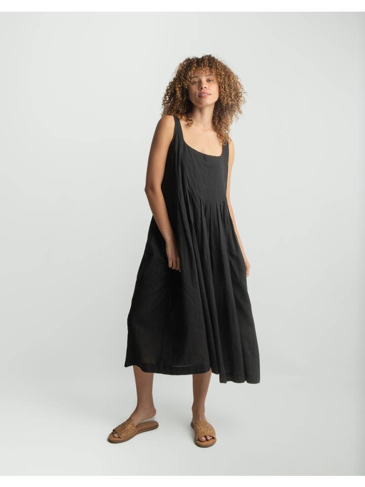 World of Crow llc - Wholesale Dress - Women's - Black Cascade Midi Dres