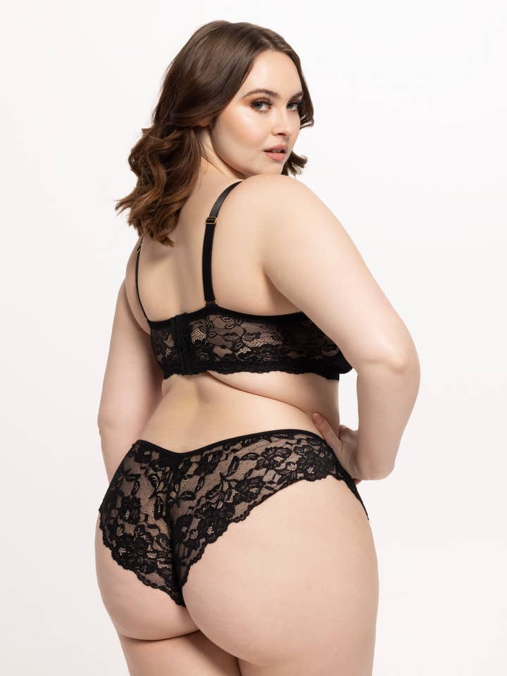 BLACK RUGBY TAN SAVANNAH LACE LONGLINE PUSH UP BALCONETTE BRA for wholesale on Faire4