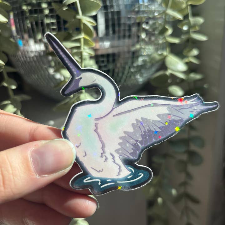 Unicorn Swan Sticker | Whimsical Fairycore Vinyl Sticker for wholesale by MysticalToastArt