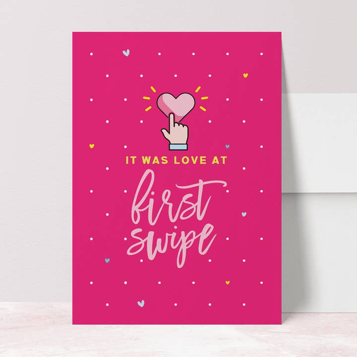 Es war Liebe auf den ersten Swipe (Jubiläums-/Valentinstagskarte) für den Großhandel von Clara Paperie Co.