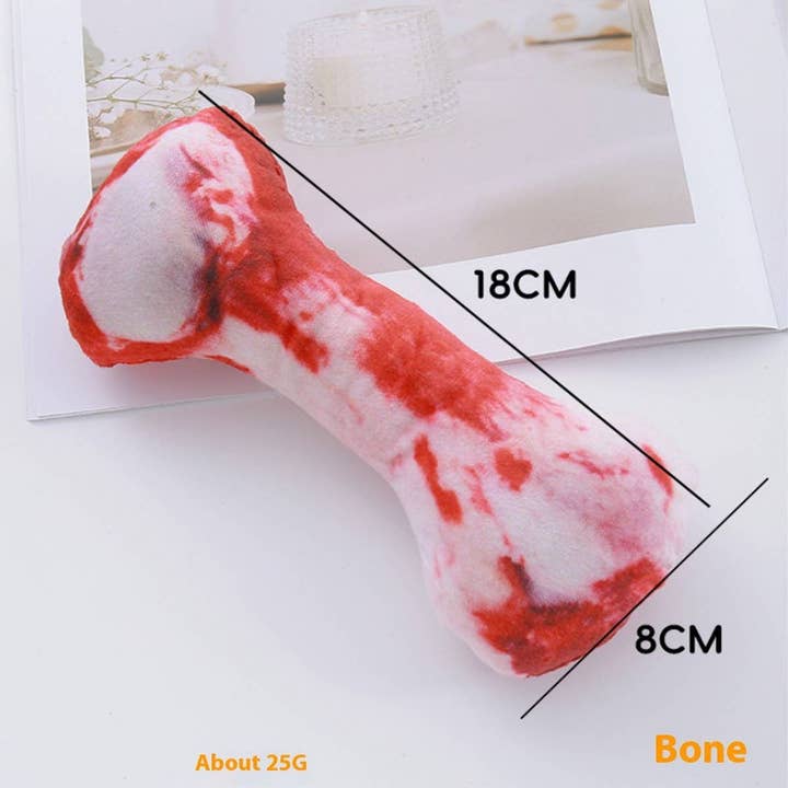PAWPAWwholesale - Wholesale Pet Chew Toy - Dog - Plush Squeaky Meat Bone Toy – Durable & Chewable_CWMM54044