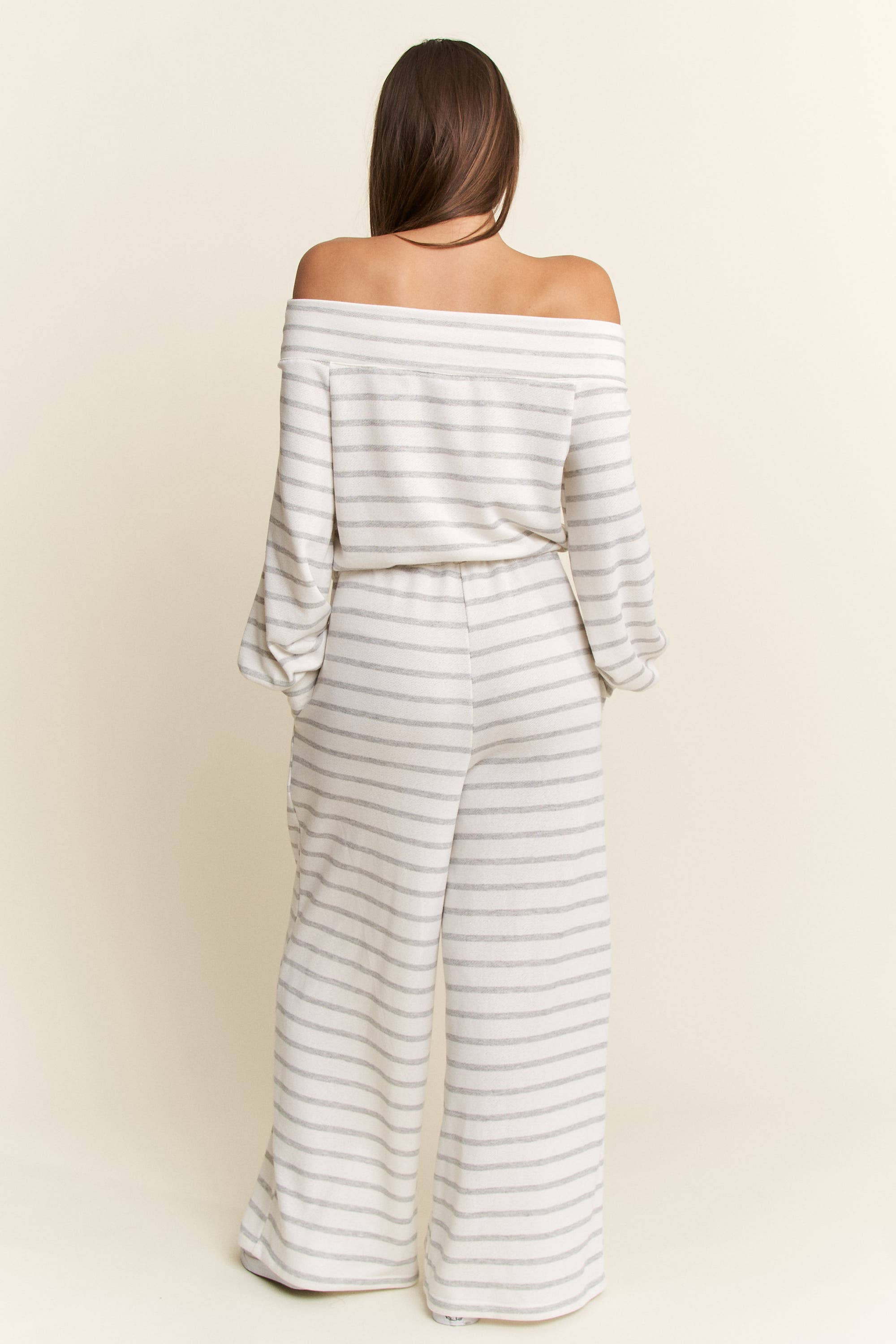 JADE BY JANE PLUS - Wholesale Jumpsuit - Women's - (PLUS SIZE) OFF-SHOULDER STRIPED TERRY JUMPSUIT21