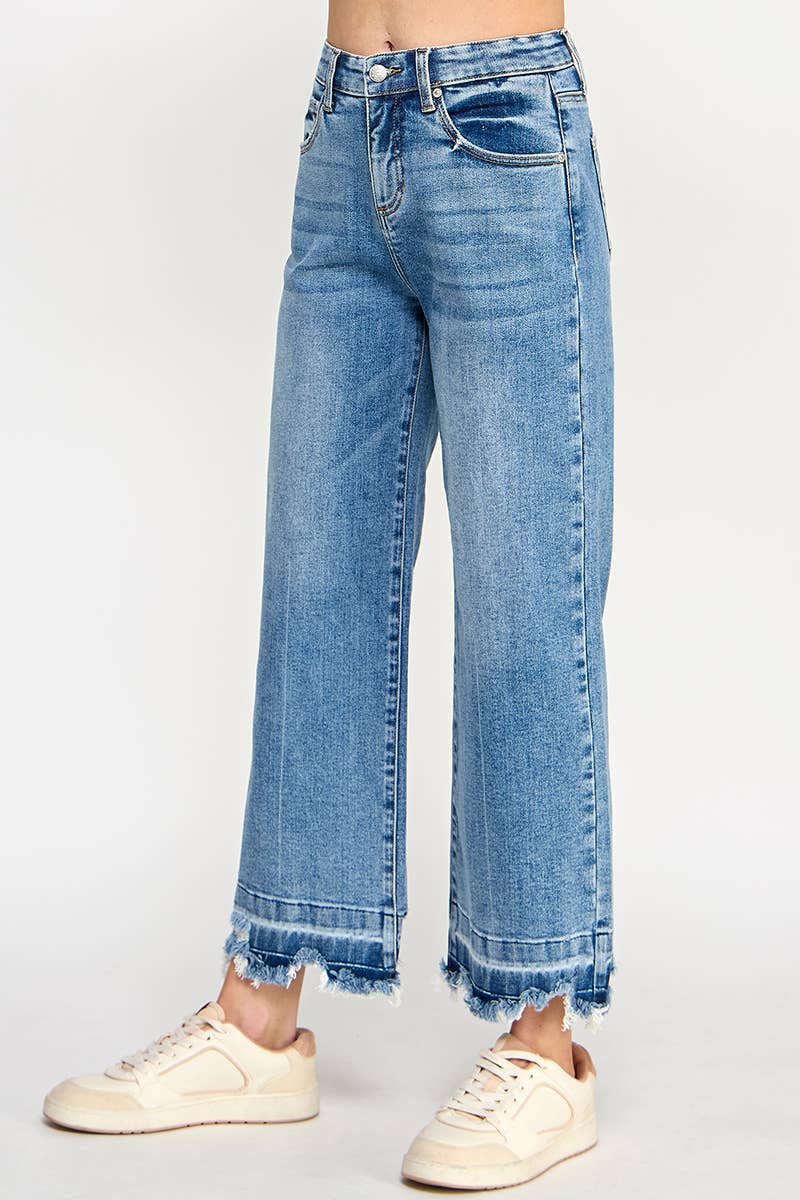 SAIGE DENIM - Wholesale Jeans - Women's - P8121M- TUMMY CONTROL HIGH RISE CROP WIDE W/ RELEASED HEM1