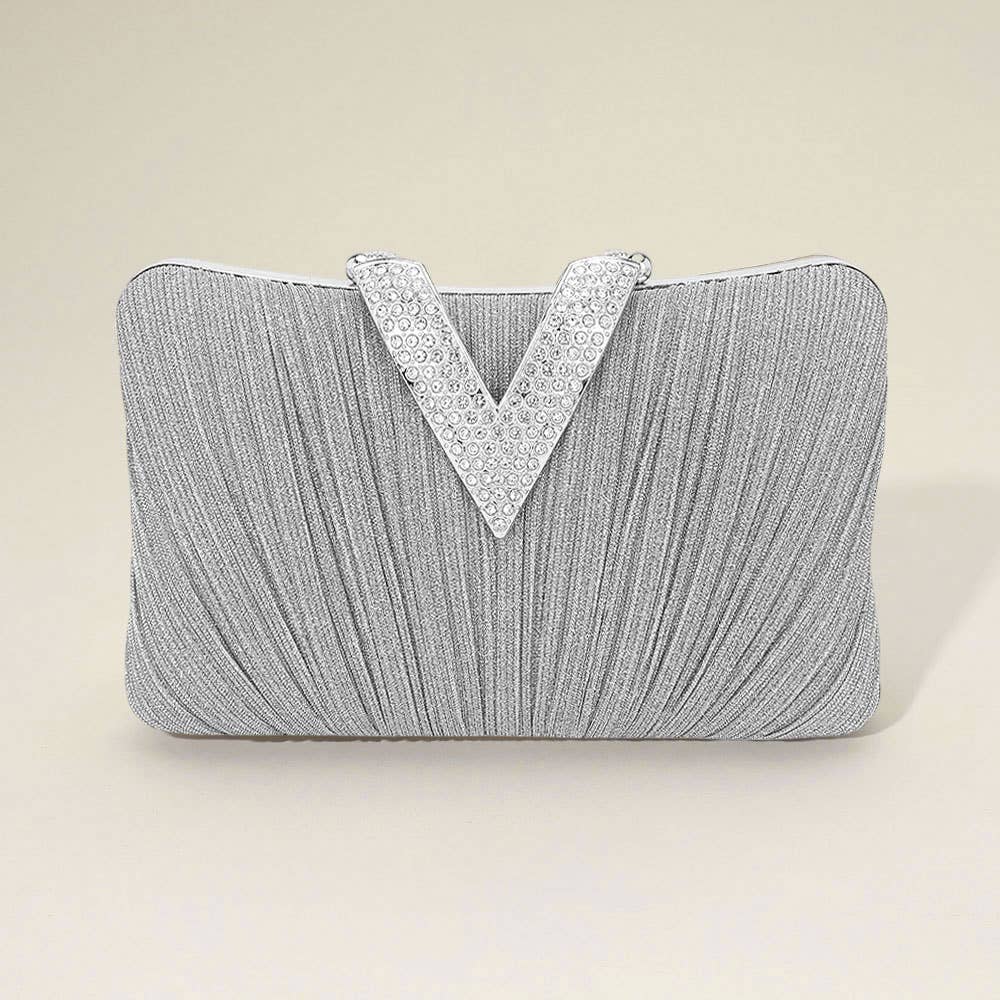 Sensibling Corp. - Wholesale Clutch - Dames - Sprankelende Stof Steen Geplaveide V-Vouw Clutch / Avondtas7