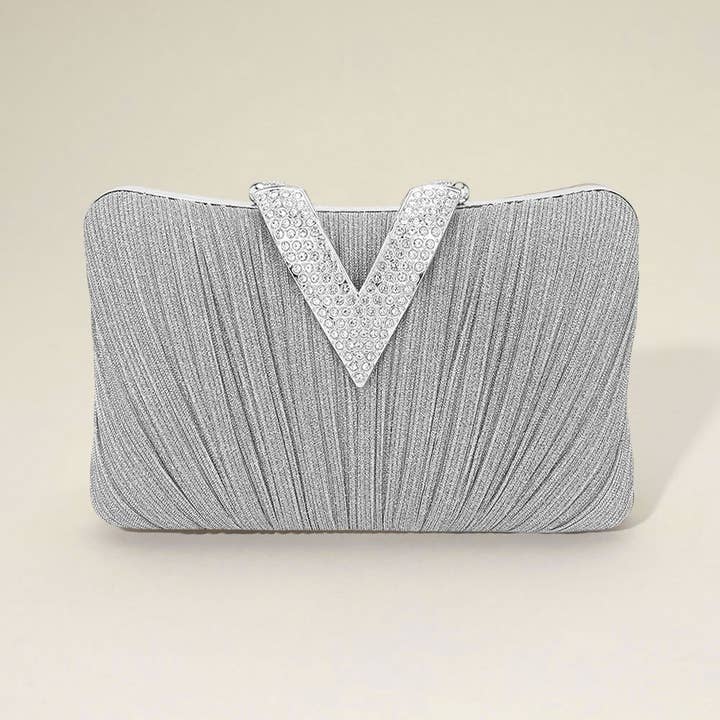 Sensibling Corp. - Wholesale Clutch - Dames - Sprankelende Stof Steen Geplaveide V-Vouw Clutch / Avondtas7