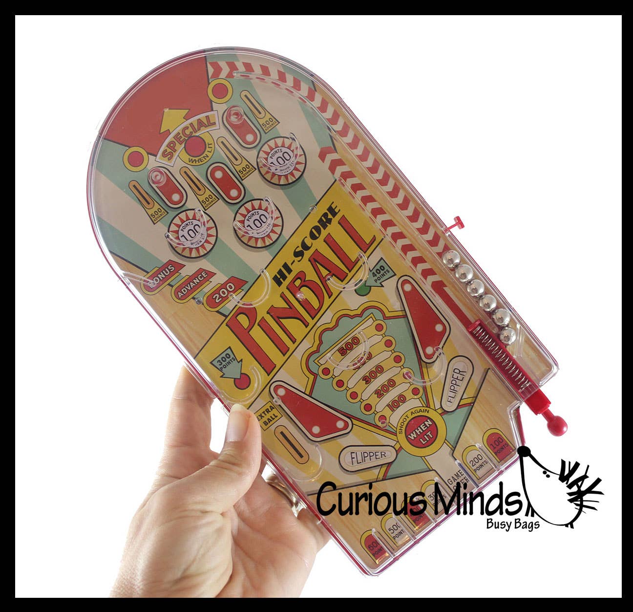 Curious Minds Toys - Wholesale Classic Toy - Kids - Large Metal Pinball Game - Mini Hand Held Travel Arcade Game1