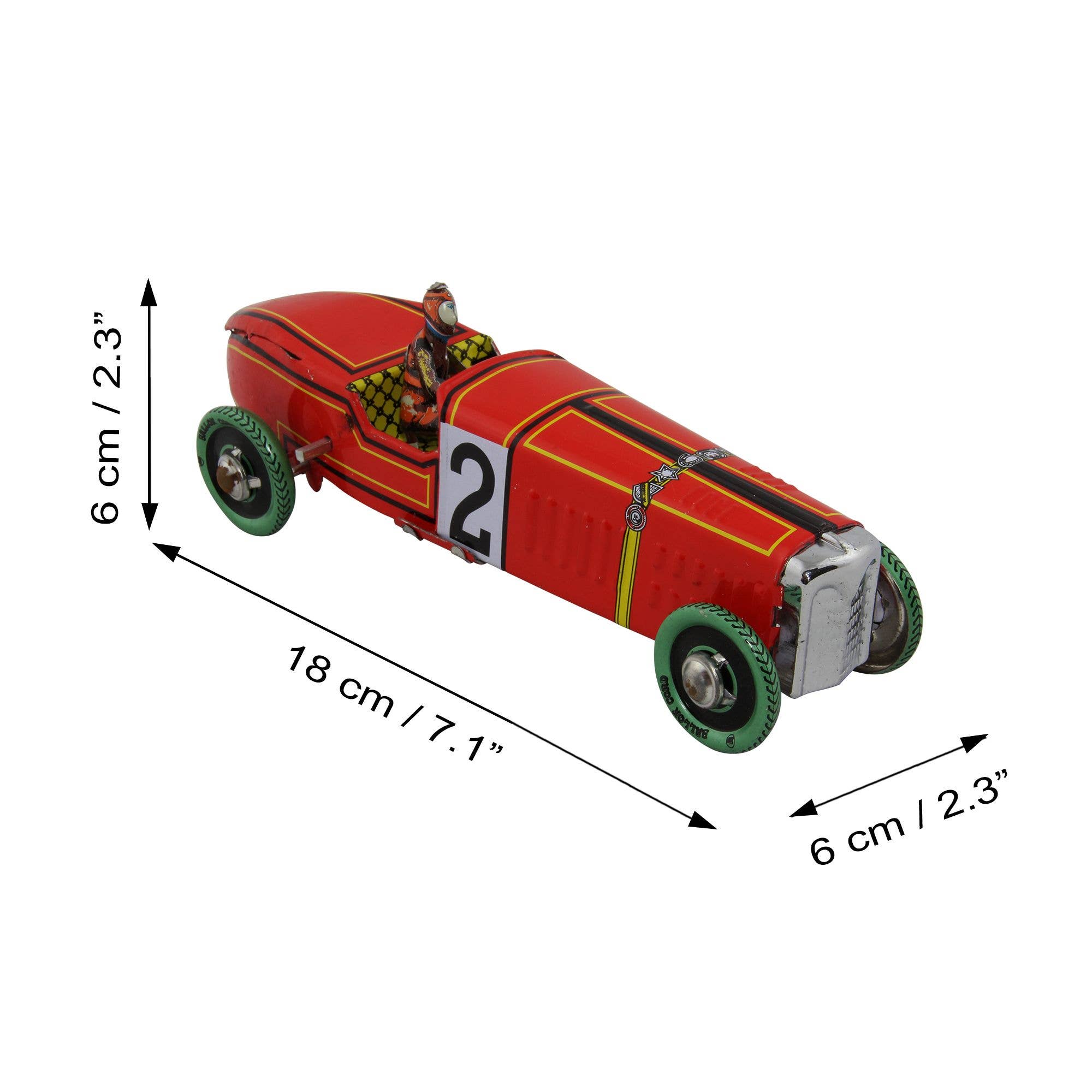 Tribal Trade GmbH - Venta al por mayor Juguete tradicional - Niños - Juguete metálico de coche de carreras vintage No. 24