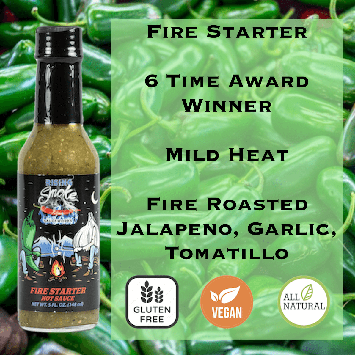 Rising Smoke Sauceworks - Wholesale Pikante saus - Gemengd geval van milde hete sauzen2