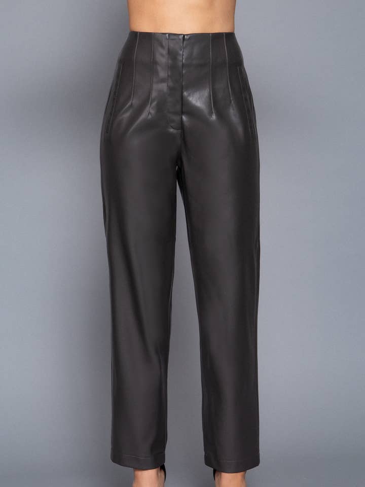 Active Basic | Active USA – wholesale Pants – Women's – Hight Waist Slim Fit Faux Leather Long Pants20