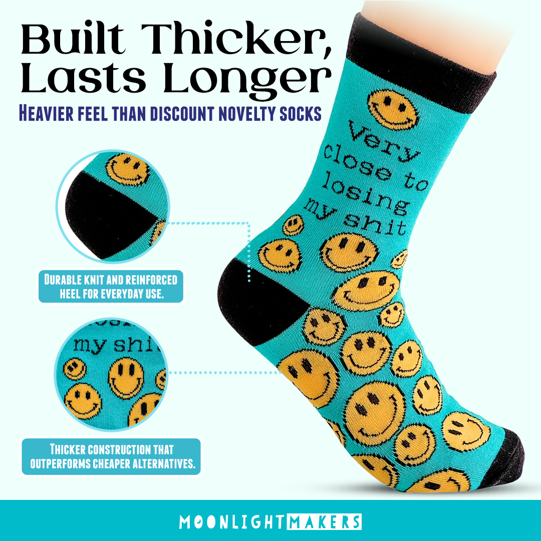 Moonlight Makers - Wholesale Socks - Unisex - Very Close to Losing My Shit - Funny Unisex Socks - Gift3
