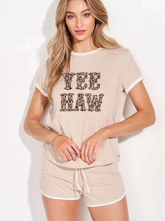 Leopard Yee haw loungewear set för wholesale av MintChoco