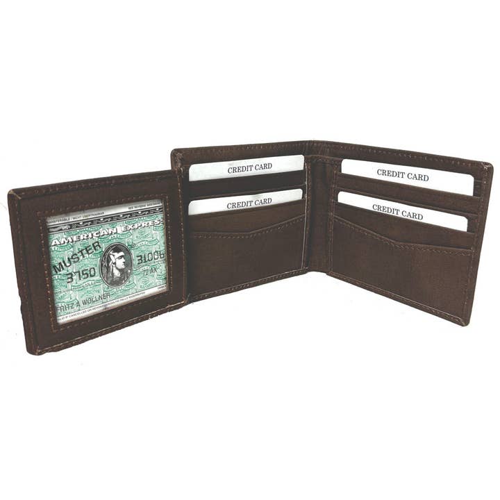 Castanho Carteira masculina em couro de vaca genuíno #4503 para venda a revendedores na Faire2