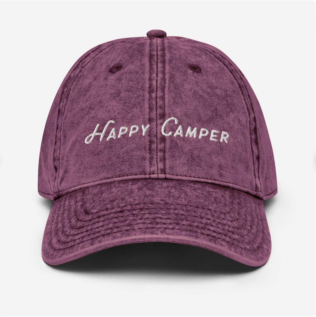 Colleen Goldhorn Creative Co - Wholesale Hat Accessory - Women's - CUSTOMIZABLE Happy Camper – Embroidered Vintage Dad Cap Hat