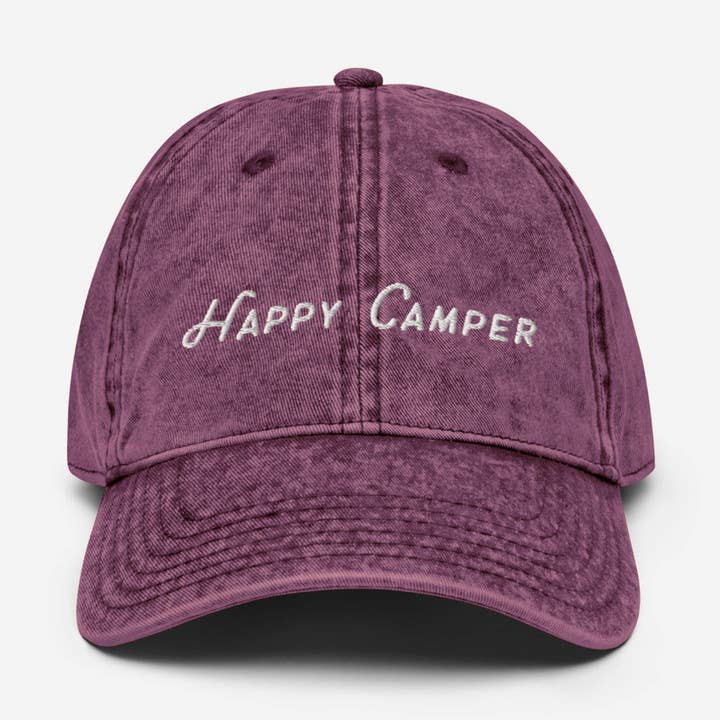 CUSTOMIZABLE Happy Camper – Embroidered Vintage Dad Cap Hat for wholesale by Colleen Goldhorn Creative Co