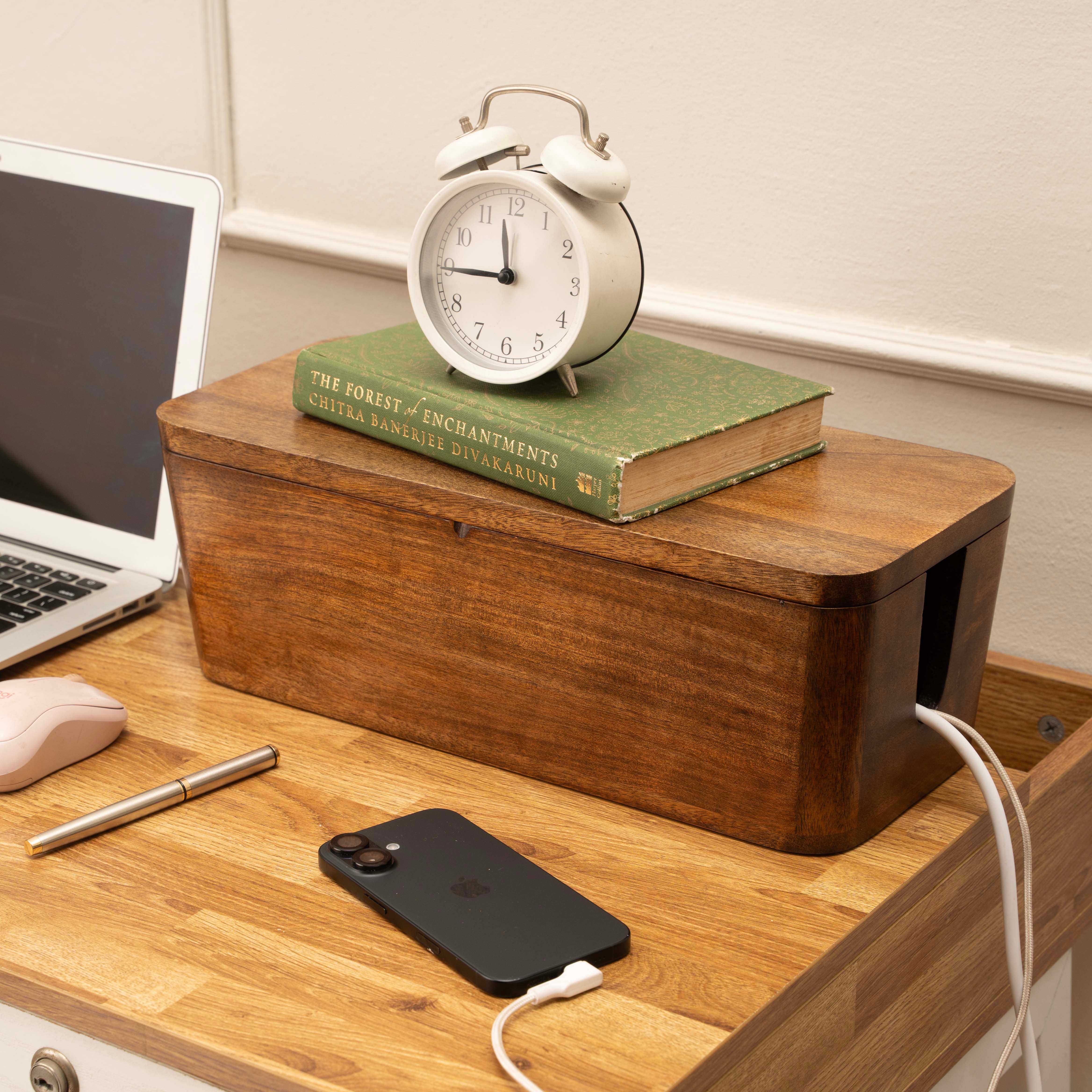 LuxeDesigns Co LLC – wholesale Desk organiser – Cable Management Box - Natural Wood10