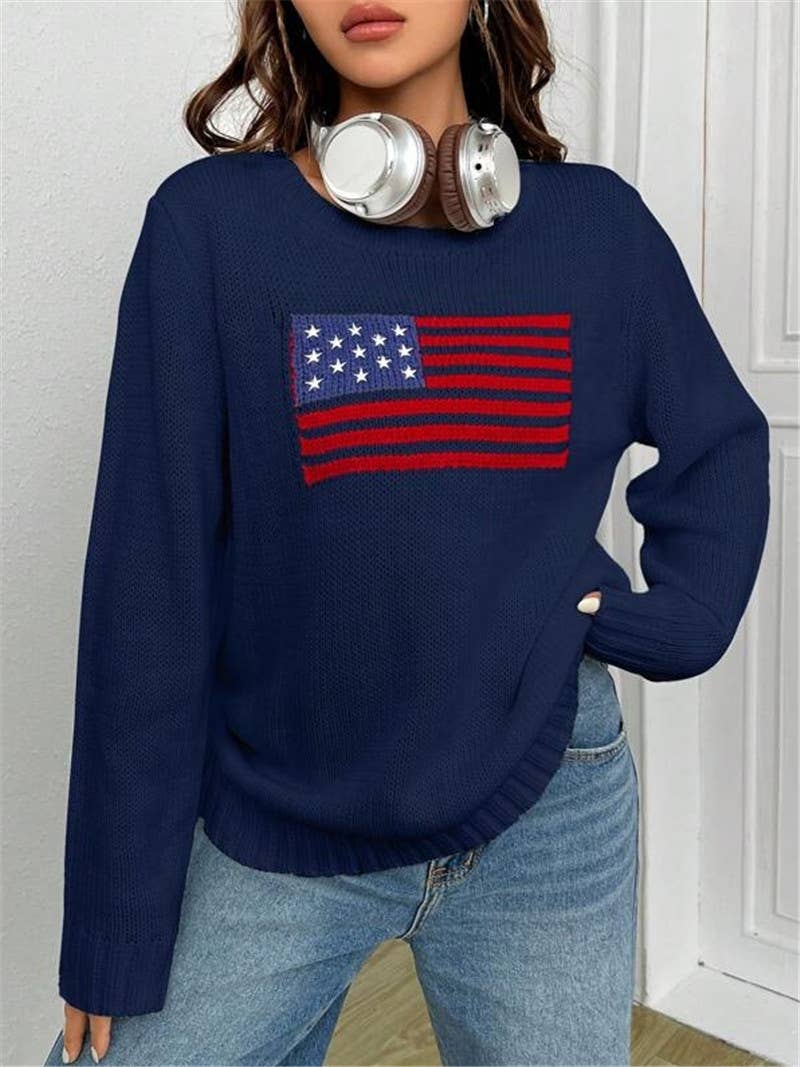 Rosa Clothing - Wholesale Knit Sweater - Women's - American Flag Knit Sweater7