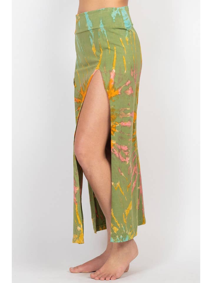 Lakhays Collection Inc. - Wholesale Skirt - Women's - Double Slit Tie-Dye Maxi Skirt