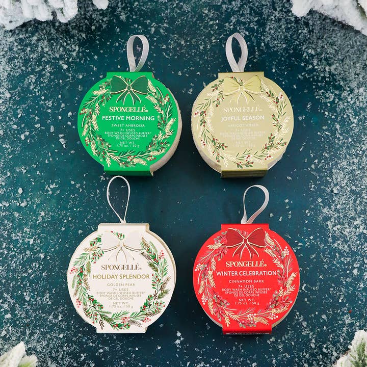 Holiday Wreath Body Buffer Assorted Pack | STOCKING STUFFERS for wholesale by Spongellé | Easter Gifts | Mother's Day 2026 | Spring Gifts