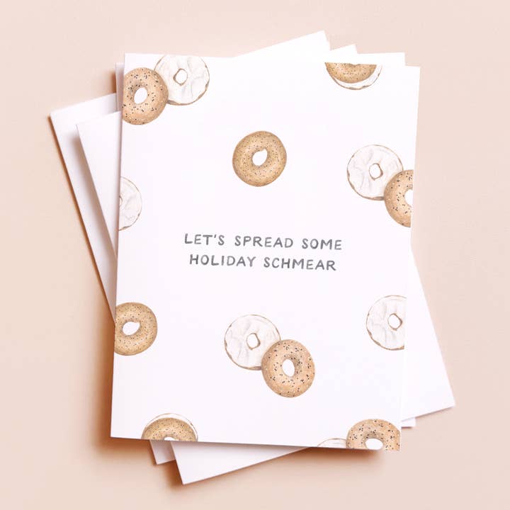Amy Zhang – wholesale Hanukkah-kort – Holiday Schmear - Bagel Pun Hanukkah-kort0