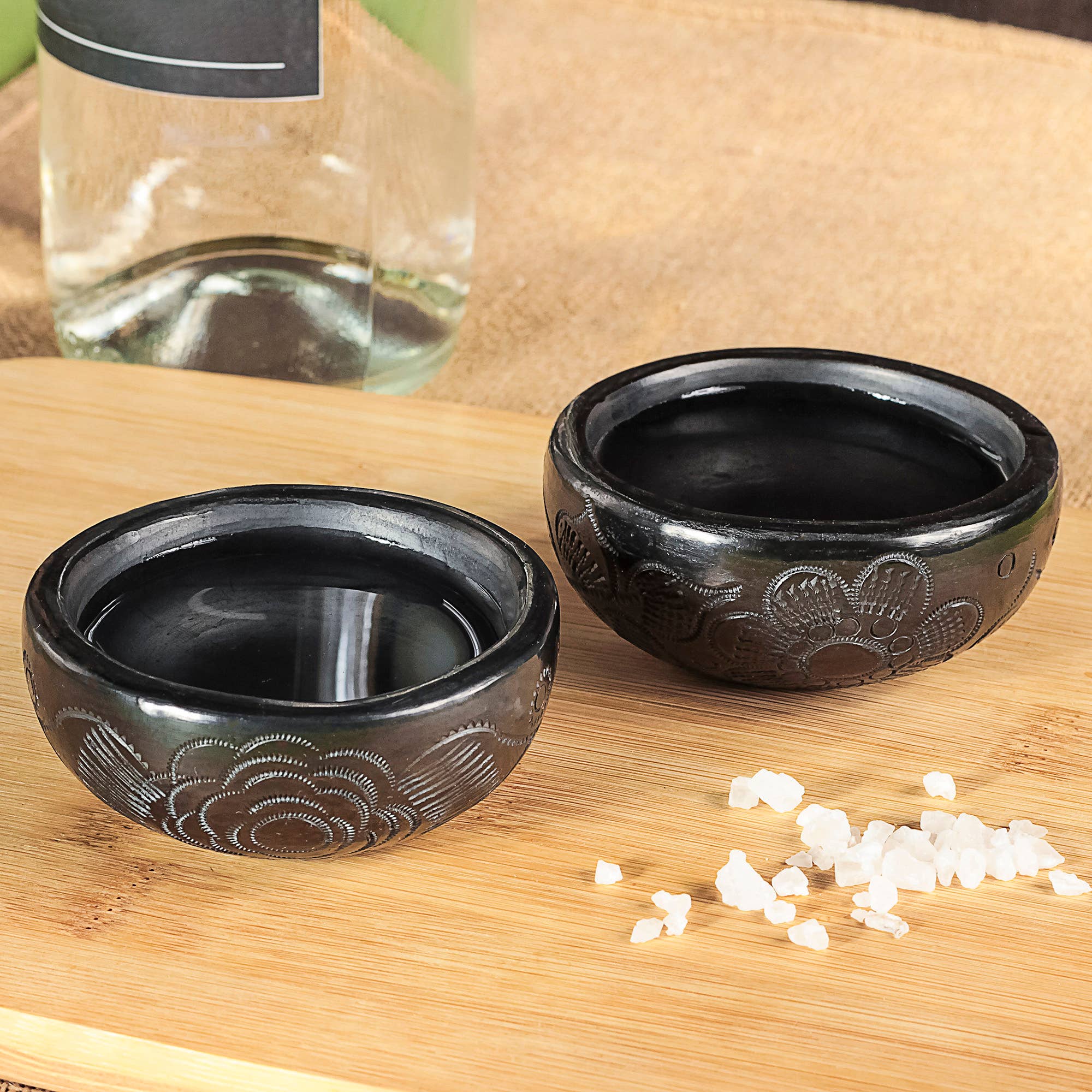 MEXTEQUIL - Wholesale Shot Glass - Black Clay Mexican Shot Glasses - Set of 4 - 2 Oz Mezcal Cup3